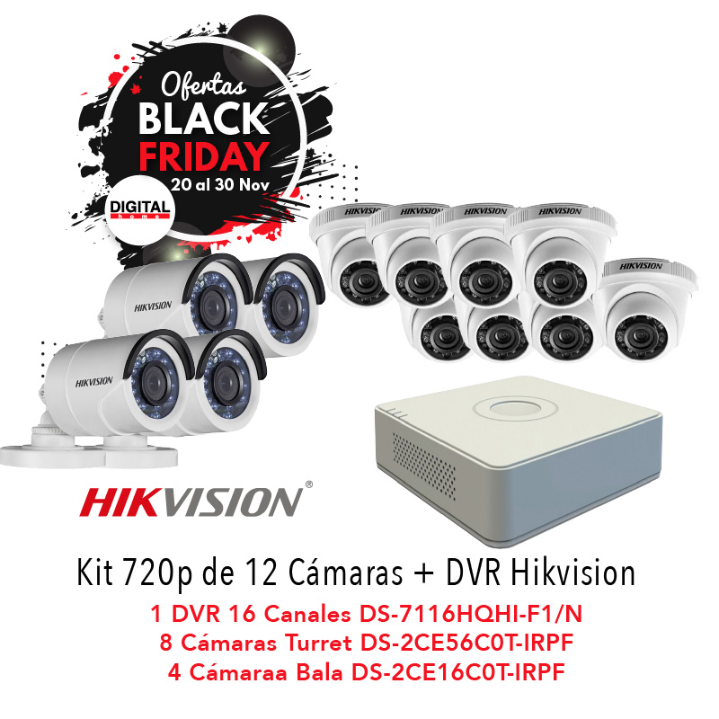 Articulación Flecha en términos de Kit 720p de 12 Cámaras + DVR Hikvision - Tienda Digital Home